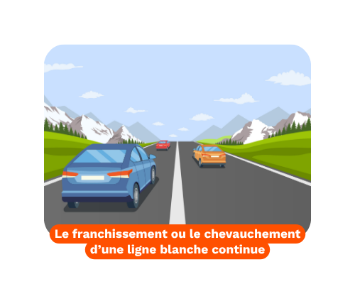 voiture qui franchit une ligne continue